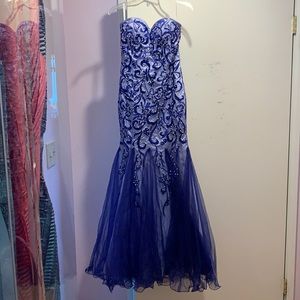 Aspeed S blue dress with white beads